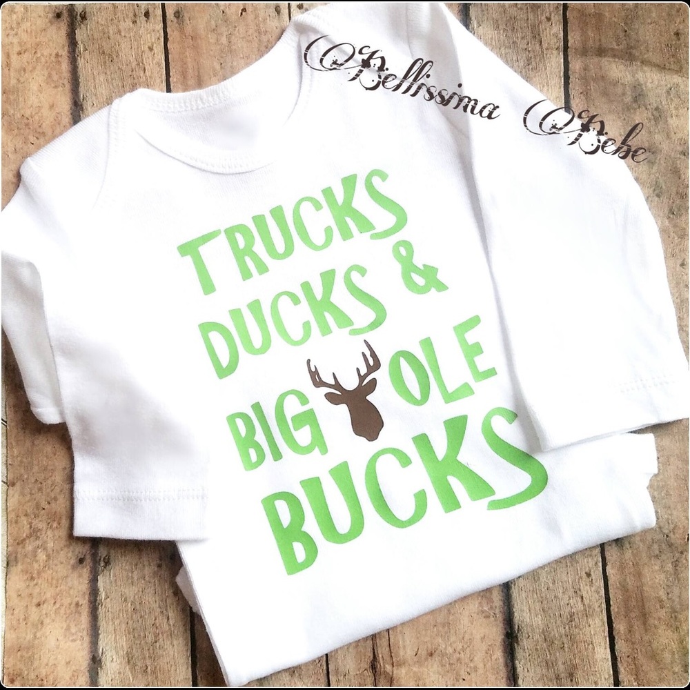 Trucks Ducks Bucks 3 mo LS New Bodysuit